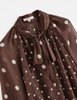 Dottie Polka Dot Tie-Neck Blouse – Brown - Hauslife