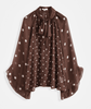 Dottie Polka Dot Tie-Neck Blouse – Brown - Hauslife