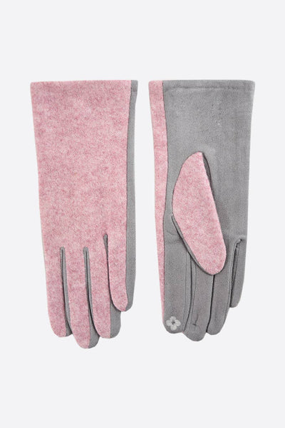 Dusty Pink Light Grey Two Tone Gloves - Hauslife