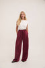 Ebba Burgundy Satin Elasticated Waist Trouser - Hauslife