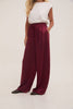 Ebba Burgundy Satin Elasticated Waist Trouser - Hauslife