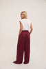 Ebba Burgundy Satin Elasticated Waist Trouser - Hauslife