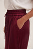 Ebba Burgundy Satin Elasticated Waist Trouser - Hauslife