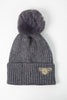 Embroidered Bee Pom Pom Hat Grey - Hauslife