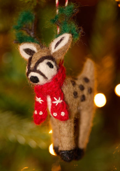 Embroidered Felt Reindeer Decoration - Hauslife
