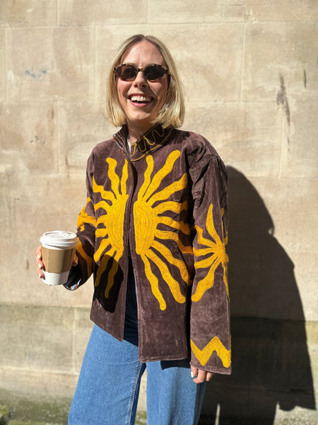 Embroidered Velvet Suzani Jacket - Sunburst - Hauslife
