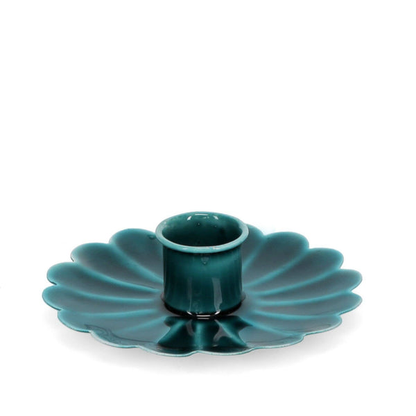 Enamel Flat Flower Candle Holder - Blue - Hauslife