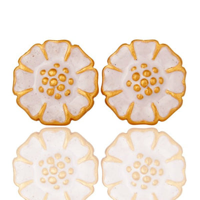 Enamel Flower Earrings - Gold - Hauslife