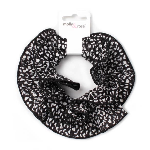 Extra Large, Double layered black and white print scrunchie - Hauslife