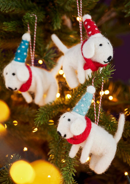 Felt Dog With Dotty Hat & Tie - Hauslife