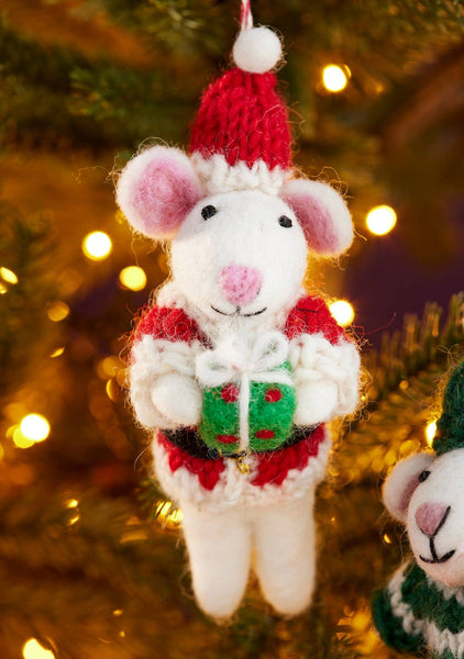 Felt Mouse Santa Elf Decoration - Hauslife