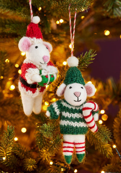 Felt Mouse Santa Elf Decoration - Hauslife