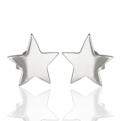 Fine Plain Sterling Silver Star Stud Earrings - Hauslife