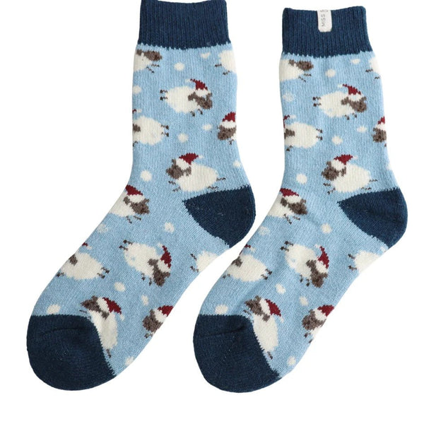 Fluffy Winter Socks - Santa Sheep - Hauslife