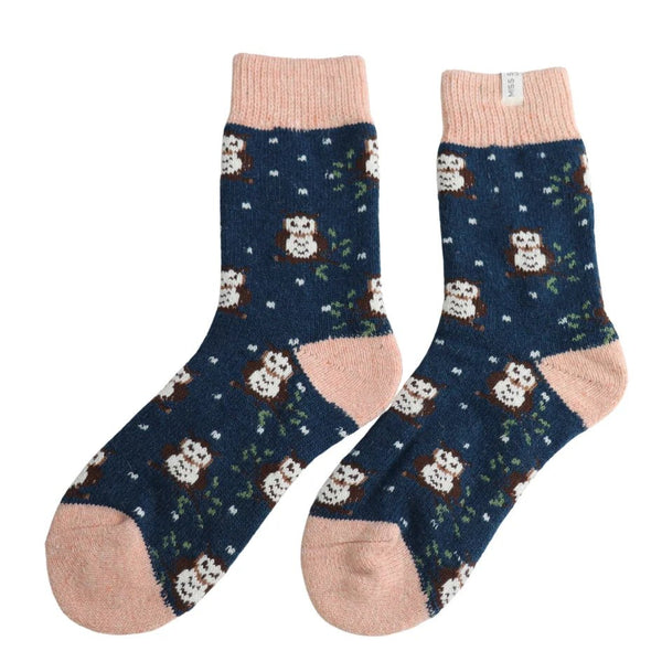Fluffy Winter Socks - Winter Owls - Hauslife