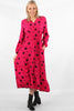 Fuchsia Starburst Print Maxi Dress with Shirring - Hauslife