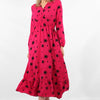 Fuchsia Starburst Print Maxi Dress with Shirring - Hauslife