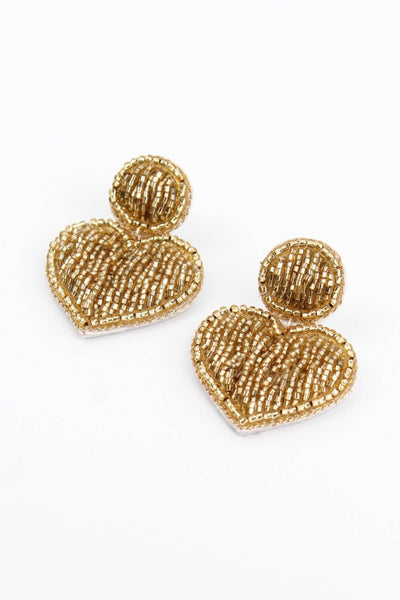 Gold Beaded Heart Earrings - Hauslife