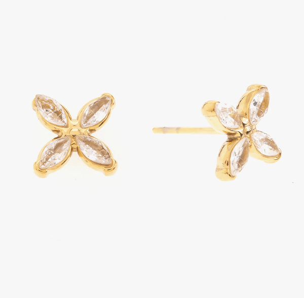 Gold CZ Flower Stud Earrings - Hauslife