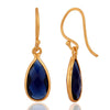 Gold Drop Earrings with Blue Bezel - Hauslife