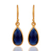 Gold Drop Earrings with Blue Bezel - Hauslife
