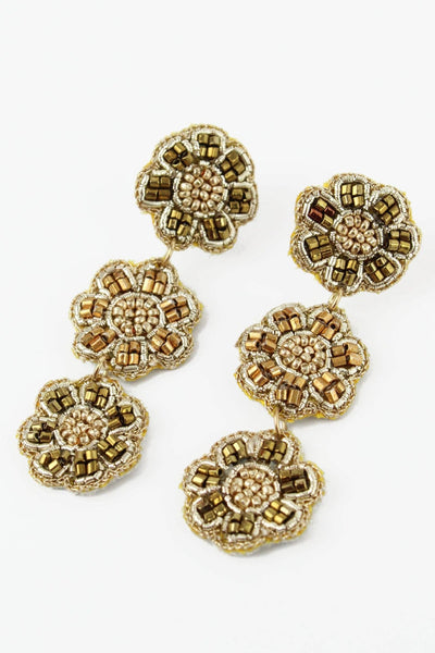 Gold Floral Beaded Earrings - Hauslife