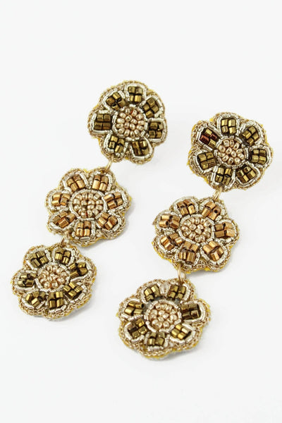 Gold Floral Beaded Earrings - Hauslife