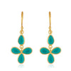 Gold Flower Drop Earrings with Green Onyx Bezel Inset - Hauslife