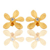 Gold Flower Earrings With Cubic Zirconia - Hauslife