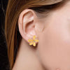Gold Flower Earrings With Cubic Zirconia - Hauslife