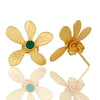 Gold Flower Earrings With Green Onyx - Hauslife