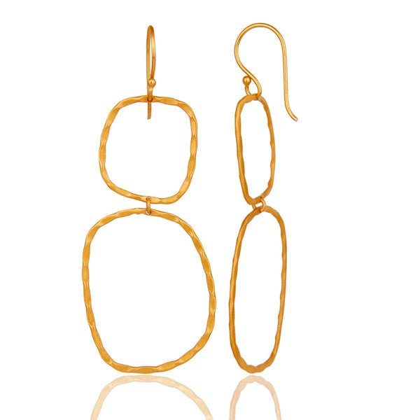 Gold Hammered Double Earrings - Hauslife