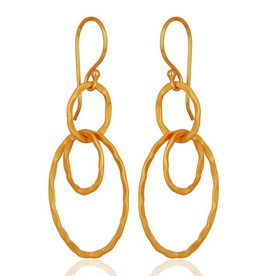 Gold Hammered Triple Circle Earrings - Hauslife