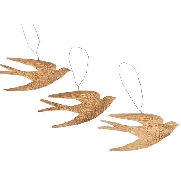Gold Hanging Swallow Ornament Set - Hauslife