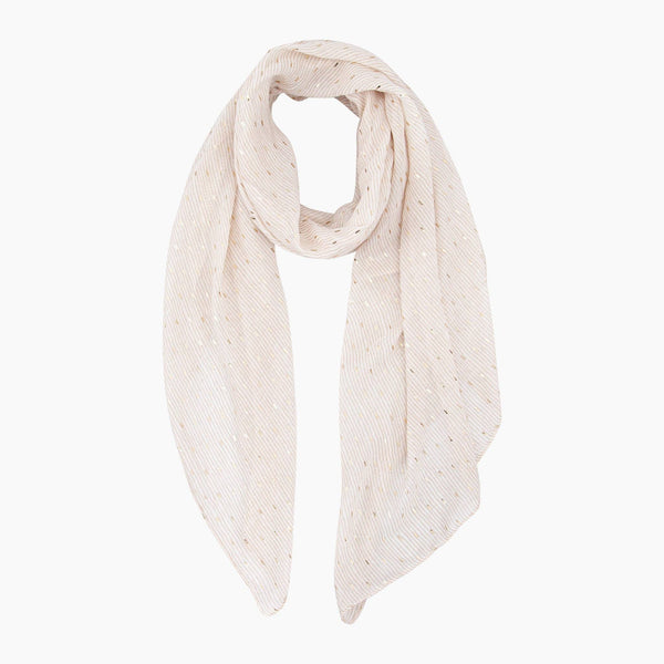 Gold Matchstick Print Lightweight Scarf in Cream - Hauslife