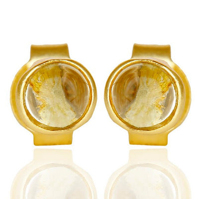 Gold Plated Earring with Round Lemon Topaz Earrings - Hauslife