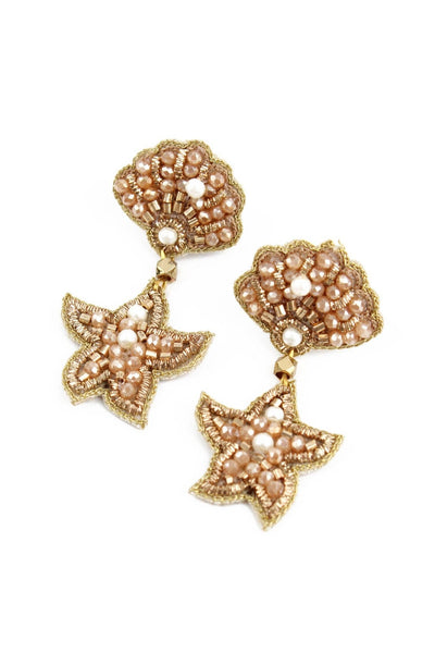 Gold Shell Beaded Earrings - Hauslife