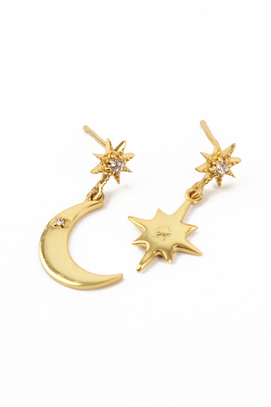 GOLD STAR &amp; MOON ODD EARRING DROPS - Hauslife