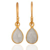 Gold/Silver Drop Earrings with Moonstone Bezel - Hauslife