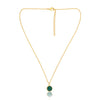 Green Onyx Bezel Set 18K Gold Chain Pendant - Hauslife