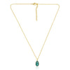 Green Onyx Bezel Set Drop Pendant With Gold Chain Necklace - Hauslife