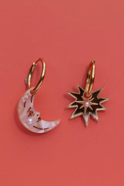 Guiding Star & Moon Hoop Earrings - Hauslife