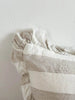 Hallie Ruffled Linen Cushion – Beige & Cream Wide Stripe - Hauslife