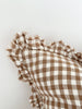 Hallie Ruffled Linen Cushion - Brown Gingham - Hauslife