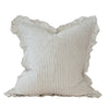 Hallie Ruffled Linen Cushion – Natural Beige Stripe - Hauslife