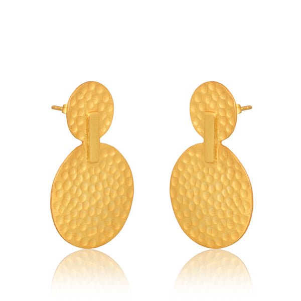 Hammered Double Disc Gold Earrings - Hauslife