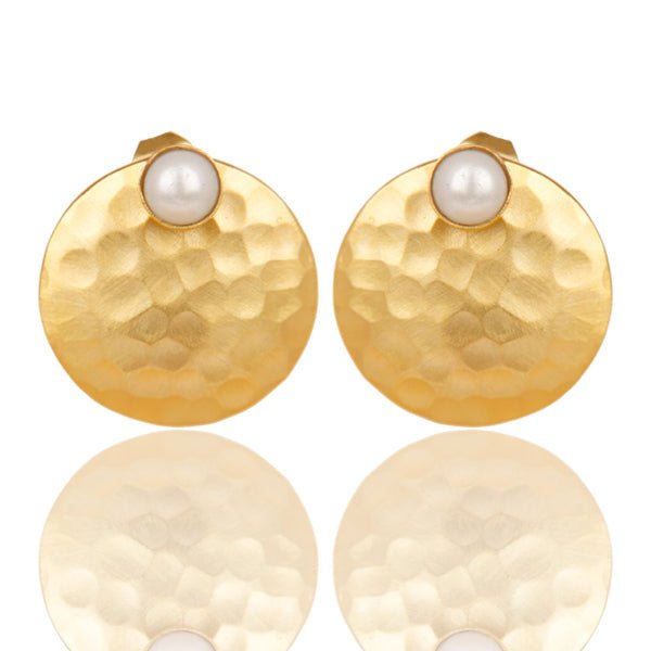 Hammered Gold and Pearl Earrings - Hauslife