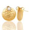 Hammered Gold and Pearl Earrings - Hauslife