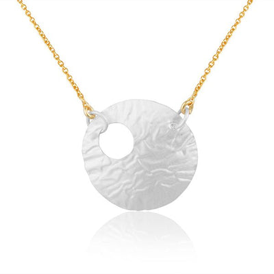 Hammered Gold & Silver Disc Pendant - Hauslife