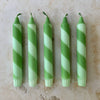 Hand Dipped Colourful Green Stripe Candy Cane Candles - Hauslife